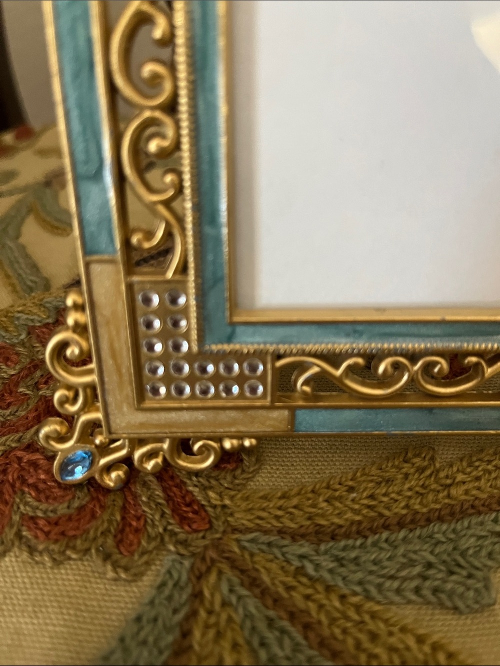 Ornate Gold and Teal Decorative Photo Frame - Picture 3 of 5